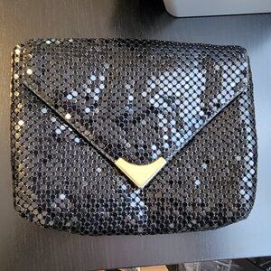 Vintage inspired black metal mesh evening clutch